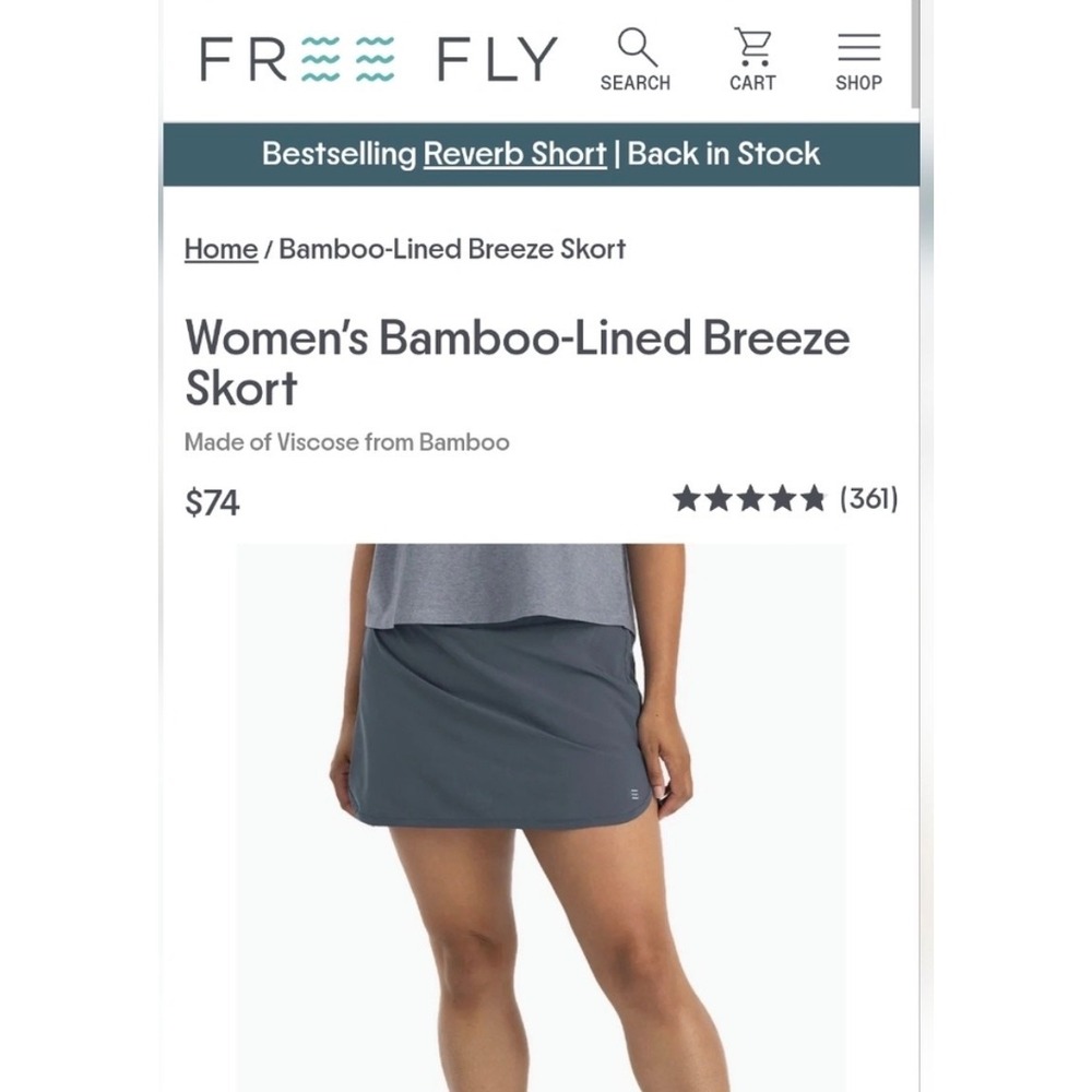 Free Fly Womens Bamboo-Lined Breeze Skort Blue Grey Athletic Hiking Golf Mini S